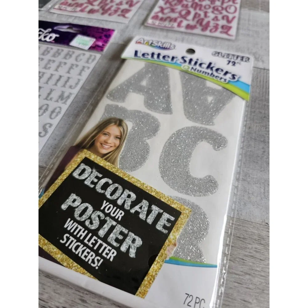 Sticker Lot - Alphabet Scrapbooking Stickers Letters Numbers Sticko Glitter #192 - Picture 3 of 7